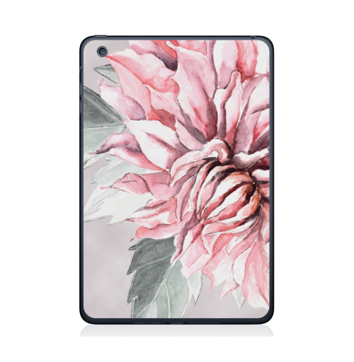 Наклейка на Планшет Apple iPad Mini 1/2/3 Георгины,  купить в Москве – интернет-магазин Allskins, акварель, пастель, пастельный, пастельные, нежно, розовый, георгин, сиреневый, крупный, запечатка