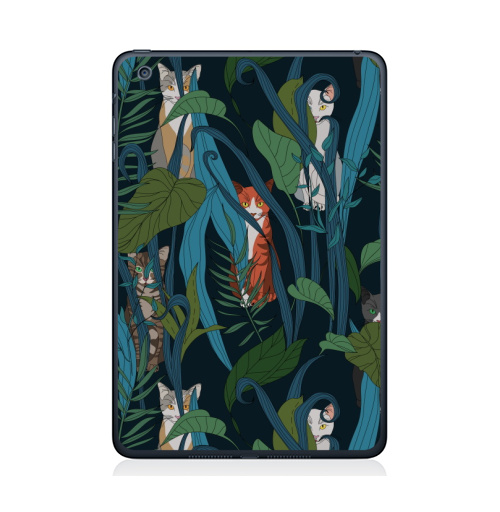 Наклейка на Планшет Apple iPad Mini 1/2/3 ПРЯТКИ,  купить в Москве – интернет-магазин Allskins, рыжая, кошка, природа, листья, модерн, паттерн
