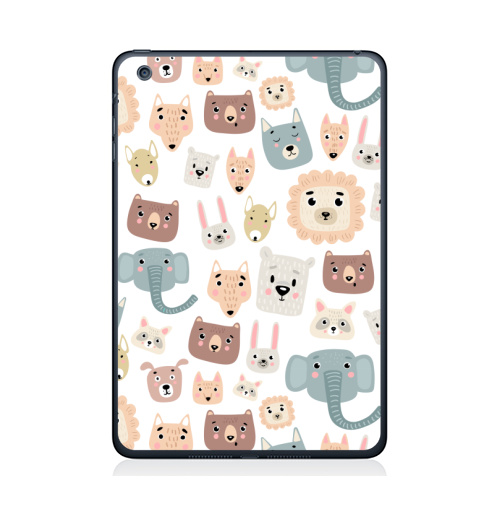Наклейка на Планшет Apple iPad Mini 1/2/3 Зверята,  купить в Москве – интернет-магазин Allskins, лев, слоны, собаки, енот, медведь, детские, питбуль, заяц