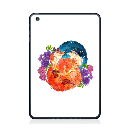 Наклейка на Планшет Apple iPad Mini 1/2/3 Мечтательный лис,  купить в Москве – интернет-магазин Allskins, лиса, космос, цветы, огонь, мечта