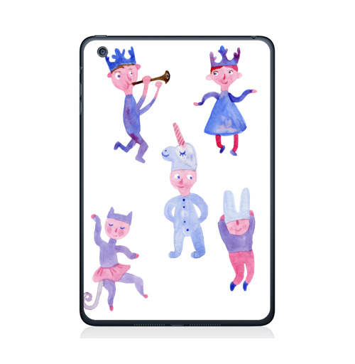 Наклейка на Планшет Apple iPad Mini 1/2/3 Детский праздник,  купить в Москве – интернет-магазин Allskins, акварель, детские, пикник, карнавал, танцы, музыка, единорог, заяц, принцесса, принц