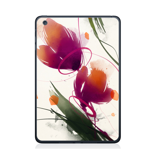 Наклейка на Планшет Apple iPad Mini 1/2/3 Акварельные абстрактные цветы,  купить в Москве – интернет-магазин Allskins, акварель, цветы, абстракция, природа, яркий, дизайнер, пятна, рисунки, картины, графика, бутон, растение, белый, фиолетовый, мазки