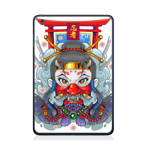 Наклейка на Планшет Apple iPad Mini 1/2/3 Девушка ниндзя,  купить в Москве – интернет-магазин Allskins, мистика, ниндзя, ассасин, они, демоны, азия, shinobi, Япония, манга, девушка, мифология