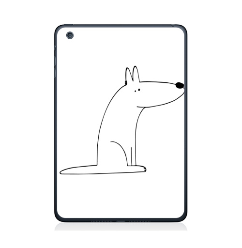 Наклейка на Планшет Apple iPad Mini 1/2/3 Собака сидит,  купить в Москве – интернет-магазин Allskins, собакаулыбака, собаки, волк, линейное, графика, белаясобака, животное, Смотрящий, природа, лаконичное, персонажи, детские, мужские, ветеринар
