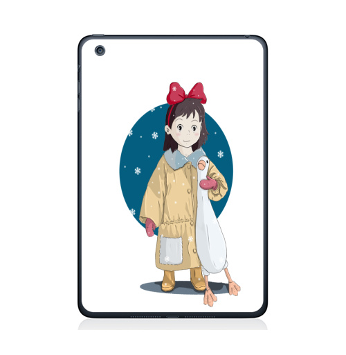 Наклейка на Планшет Apple iPad Mini 1/2/3 Ребенок и гусь,  купить в Москве – интернет-магазин Allskins, детские, бант, снег, ребенок, игрушки, мило, мультфильмы, читатель
