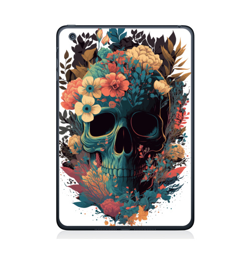 Наклейка на Планшет Apple iPad Mini 1/2/3 Цветастый череп,  купить в Москве – интернет-магазин Allskins, сюрреализм, череп, цветы