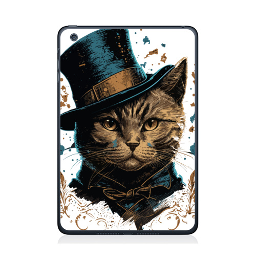 Наклейка на Планшет Apple iPad Mini 1/2/3 Кот в цилиндре,  купить в Москве – интернет-магазин Allskins, поп-арт, котята, котопринт, популярный, шляпа, искусство