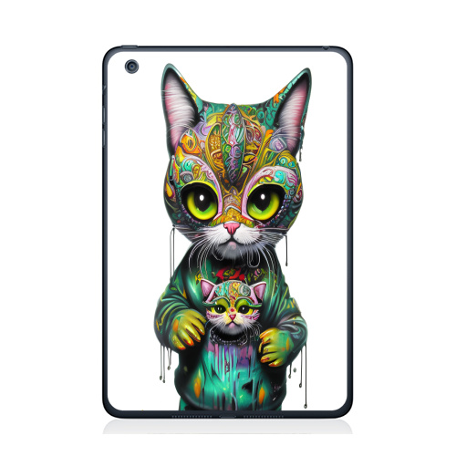 Наклейка на Планшет Apple iPad Mini 1/2/3 Милый котенок в стрит арте,  купить в Москве – интернет-магазин Allskins, стритарт, котята, кошка, краски, детские