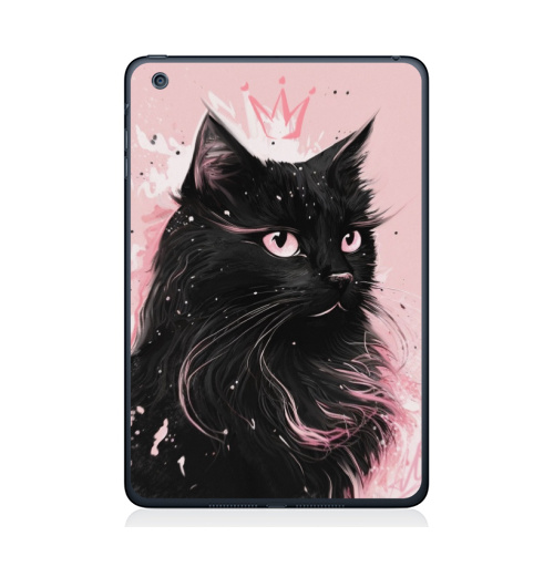 Наклейка на Планшет Apple iPad Mini 1/2/3 Властительница мурлыканья,  купить в Москве – интернет-магазин Allskins, сарказм, кошка, корона, королева, черный, кота, пушистая, розовый