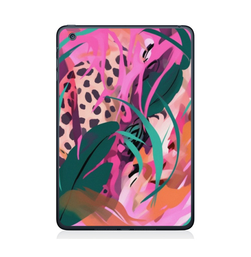 Наклейка на Планшет Apple iPad Mini 1/2/3 Дикая природа в тропическом лесу,  купить в Москве – интернет-магазин Allskins, поп-арт, природа, леопард, тропические, тропики, растение, розовый, зеленый, леопардовый, оранжевый, живописный, абстракция