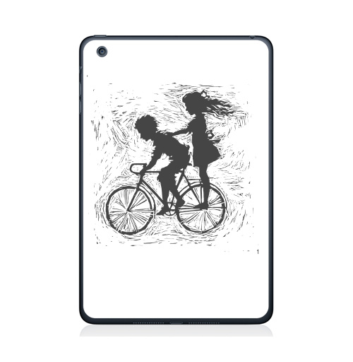 Наклейка на Планшет Apple iPad Mini 1/2/3 Летнее, велосипедное,  купить в Москве – интернет-магазин Allskins, черно-белое, парные, детские, для влюбленных, радость, лето, дружба, велосипед, любовь, 8 марта, 300 Лучших работ