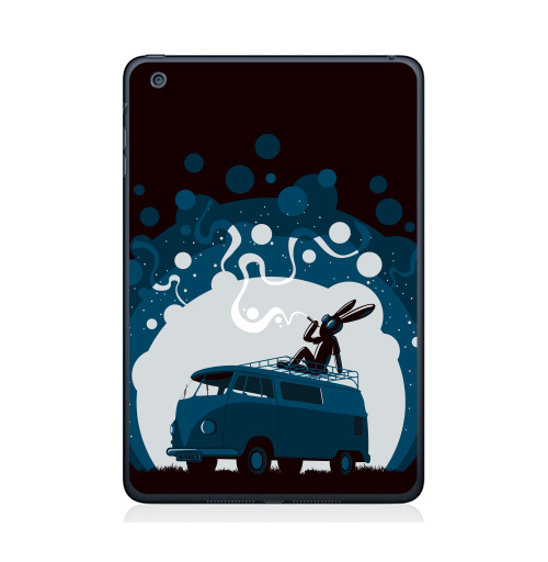Наклейка на Планшет Apple iPad Mini 1/2/3 Night Scene '11,  купить в Москве – интернет-магазин Allskins, 300 Лучших работ, крыша, sfsf, синий, заяц, дым, ночь, Фольксваген, черный