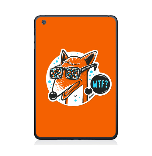 Наклейка на Планшет Apple iPad Mini 1/2/3 WTF?,  купить в Москве – интернет-магазин Allskins, милые животные, 300 Лучших работ, голубой, конфетти, очки, лиса, животные, оранжевый
