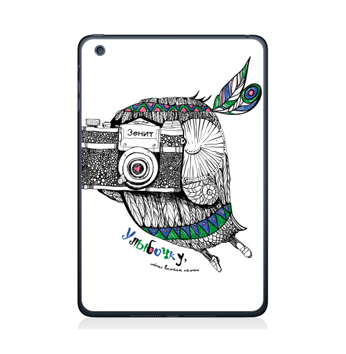Наклейка на Планшет Apple iPad Mini 1/2/3 Улыбочку, сейчас вылетит птичка !,  купить в Москве – интернет-магазин Allskins, фотоаппарат, зенит, сова, улыбка, плакат