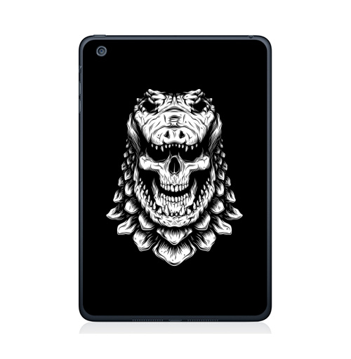 Наклейка на Планшет Apple iPad Mini 1/2/3 Племена - крокодил,  купить в Москве – интернет-магазин Allskins, животные, индеец, монохром, черно-белое, крокодил, череп, персонажи, монстры, лицо, магия