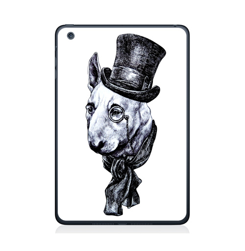 Наклейка на Планшет Apple iPad Mini 1/2/3 Сэр Бультерьер,  купить в Москве – интернет-магазин Allskins, крутые животные, черно-белое, животные, собаки, стимпанк, бультерьер, милые животные