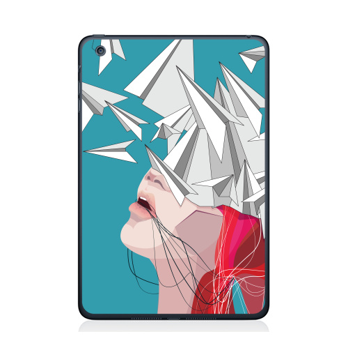 Наклейка на Планшет Apple iPad Mini 1/2/3 Полёт мысли,  купить в Москве – интернет-магазин Allskins, белый, девушка, самолет, мозг, сказки, голубой