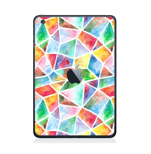 Наклейка на Планшет Apple iPad Mini 1/2/3  с яблоком Акварельная мозаика,  купить в Москве – интернет-магазин Allskins, акварель, мозаика, живопись, яркий, кусочки, текстура