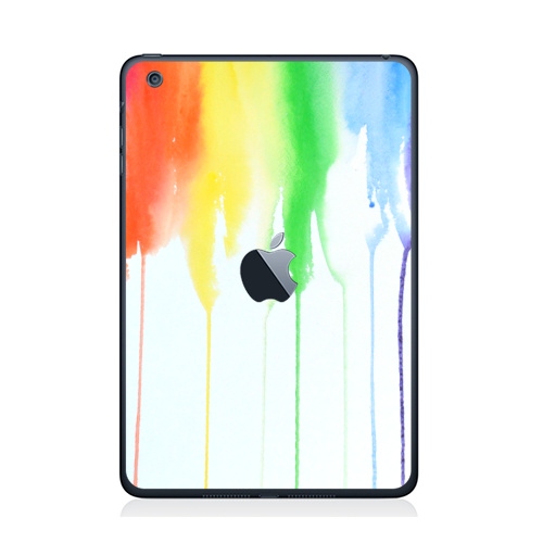 Наклейка на Планшет Apple iPad Mini 1/2/3  с яблоком Радуга,  купить в Москве – интернет-магазин Allskins, спектр, акварель, радуга