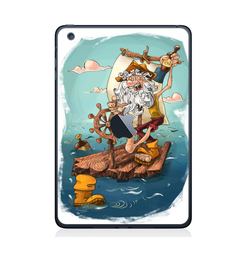 Наклейка на Планшет Apple iPad Mini 1/2/3  с яблоком Главное - плыть вперед!,  купить в Москве – интернет-магазин Allskins, пират, морская, плот, оптимизм, персонажи, борода