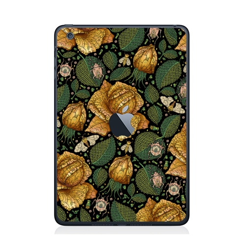 Наклейка на Планшет Apple iPad Mini 1/2/3  с яблоком Fantastic flower,  купить в Москве – интернет-магазин Allskins, зеленый, желтый, Цветочек, цвет, цветы, фантазия, фантастика, иллюстация