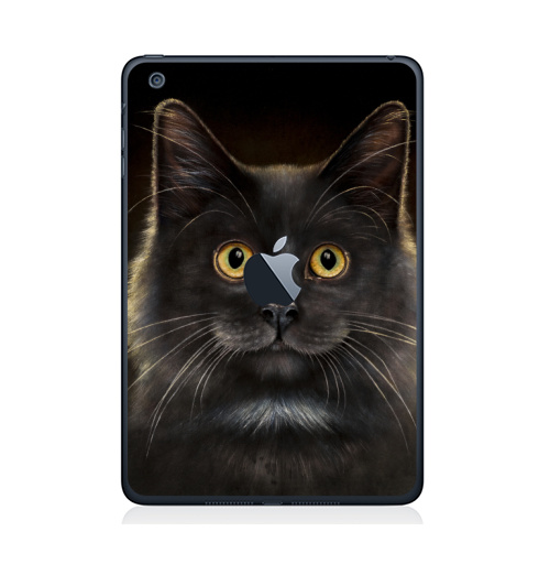 Наклейка на Планшет Apple iPad Mini 1/2/3  с яблоком Желтоглазый кот,  купить в Москве – интернет-магазин Allskins, милые животные, животные, усы, кошка, глаз