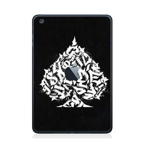 Наклейка на Планшет Apple iPad Mini 1/2/3  с яблоком Spade,  купить в Москве – интернет-магазин Allskins, черно-белое, граффити, черное и белое