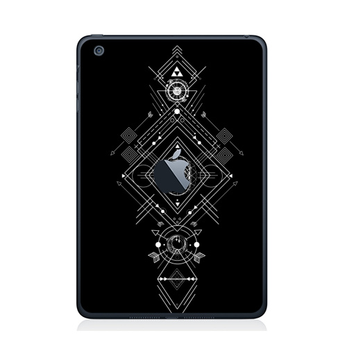 Наклейка на Планшет Apple iPad Mini 1/2/3  с яблоком Мистическая геометрия,  купить в Москве – интернет-магазин Allskins, монохром, мистический, геометрический, геометрия, фигуры