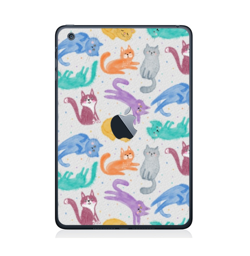 Наклейка на Планшет Apple iPad Mini 1/2/3  с яблоком Много котиков не бывает,  купить в Москве – интернет-магазин Allskins, кошка, котухи, паттерн, котята