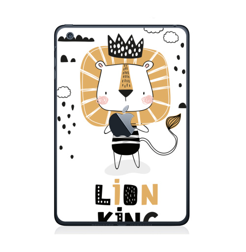Наклейка на Планшет Apple iPad Mini 1/2/3  с яблоком Король Лев - Принтериум,  купить в Москве – интернет-магазин Allskins, лев, король, мультфильмы, детские, мило, корона, джунглей, safari, lion