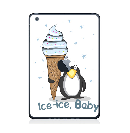 Наклейка на Планшет Apple iPad Mini 1/2/3  с яблоком Ice-ice, baby,  купить в Москве – интернет-магазин Allskins, продажи_надписи, детские, рождение, птицы, мороженое, лёд, зима, новый год, 300 Лучших работ, милые животные