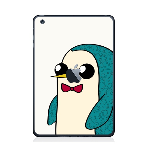 Наклейка на Планшет Apple iPad Mini 1/2/3  с яблоком Новогодний Гюнтер,  купить в Москве – интернет-магазин Allskins, новый год, мультфильмы, птицы, пингвин, персонажи, животные, милые животные