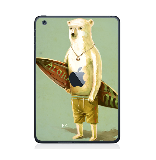 Наклейка на Планшет Apple iPad Mini 1/2/3  с яблоком Алоха,  купить в Москве – интернет-магазин Allskins, серфинг, медведь, лето, 300 Лучших работ