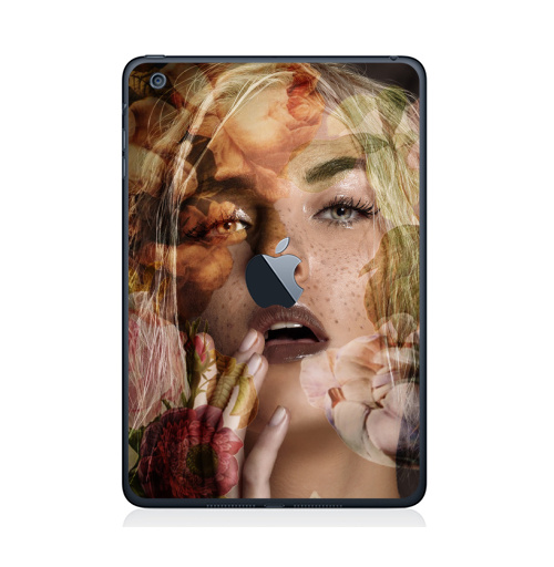 Наклейка на Планшет Apple iPad Mini 1/2/3  с яблоком Осенняя девушка,  купить в Москве – интернет-магазин Allskins, осень, девушка, фотография
