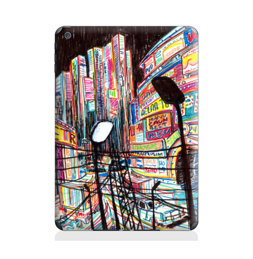 Наклейка на Планшет Apple iPad Air 2 Ночная жизнь,  купить в Москве – интернет-магазин Allskins, Америка, ночь, Vegas, лас, NY, вывеска, город, жизнь, ночная