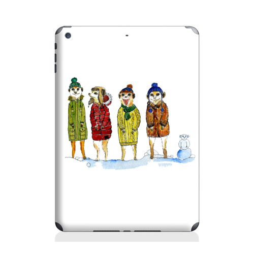 Наклейка на Планшет Apple iPad Air 2 Сурикаты с помпонами,  купить в Москве – интернет-магазин Allskins, акварель, животные, прикол, графика, детские, персонажи, сурикаты, зима, новый год