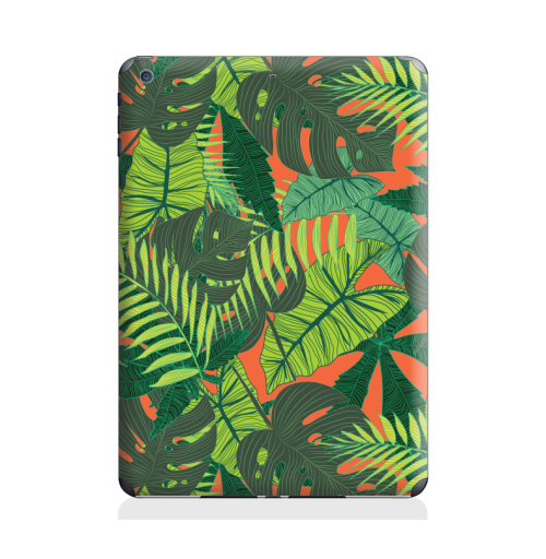 Наклейка на Планшет Apple iPad Air 2 Тропический принт,  купить в Москве – интернет-магазин Allskins, дистья, монстера, монстры, птицы, цветы, текстура, паттерн, джунгли, тропики