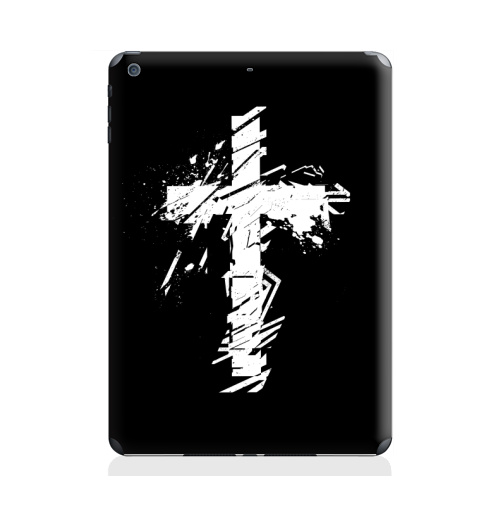 Наклейка на Планшет Apple iPad Air 2 Крест во всю грудь,  купить в Москве – интернет-магазин Allskins, черно-белое, татуировки, гранж, крест, христианство, святое, черный