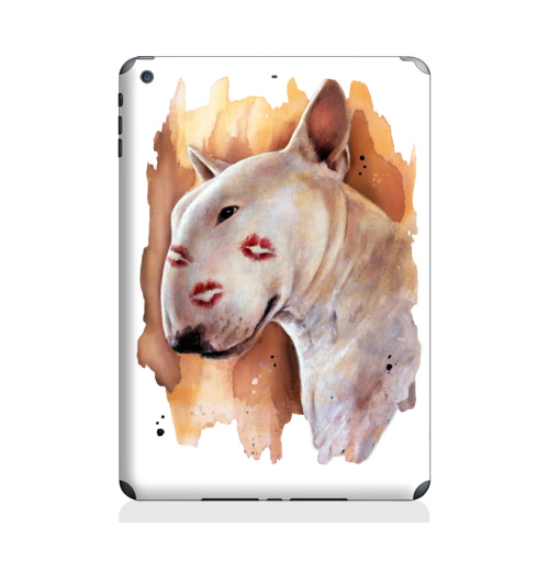 Наклейка на Планшет Apple iPad Air 2 Бультерьер зацелованный,  купить в Москве – интернет-магазин Allskins, крутые животные, бультерьер, собаки, поцелуй