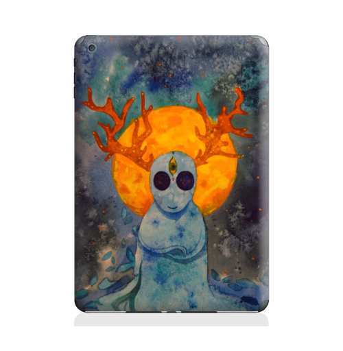 Наклейка на Планшет Apple iPad Air 2 Дух,  купить в Москве – интернет-магазин Allskins, дух, привидение, олень, призрак, луна, желтое, голубой, космос, звезда