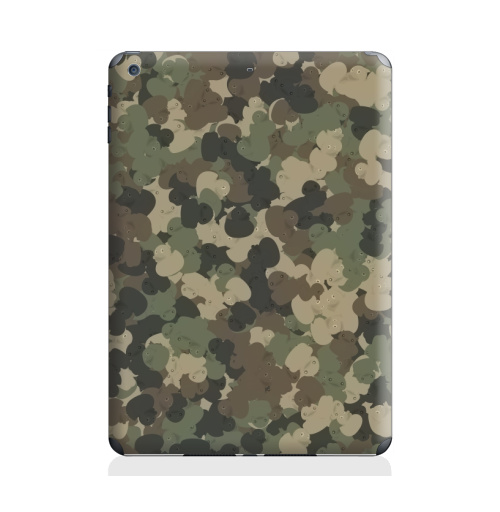 Наклейка на Планшет Apple iPad Air 2 Камуфляж с резиновыми уточками,  купить в Москве – интернет-магазин Allskins, хаки, текстура, военные, паттерн, утка, утенок, игрушки, ванная