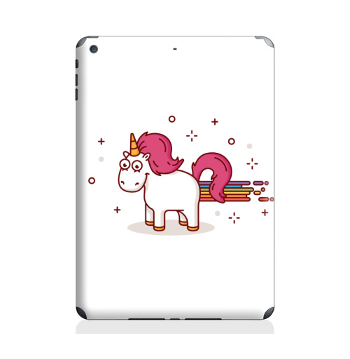 Наклейка на Планшет Apple iPad Air 2 Счастливый единорог,  купить в Москве – интернет-магазин Allskins, единорог, лошадь, пони, счастье, розовый, радуга, рог, радость, улыбка