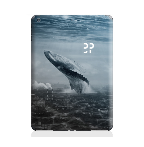 Наклейка на Планшет Apple iPad Air 2 Кит в мегаполисе,  купить в Москве – интернет-магазин Allskins, мегаполис, киты, эвентумпремо, футуризм, будущее