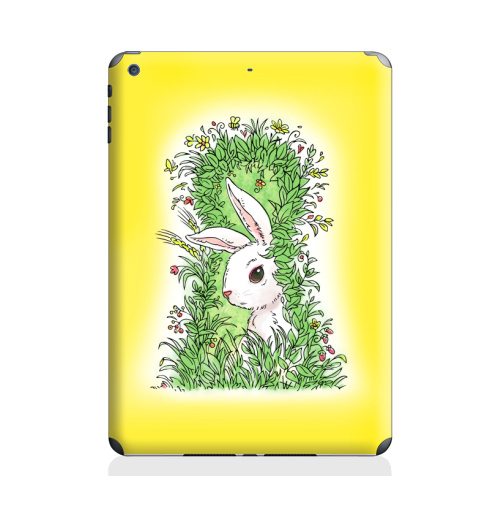 Наклейка на Планшет Apple iPad Air 2 Солнечный кролик,  купить в Москве – интернет-магазин Allskins, животные, цветы, заяц, лес, лето, растение, позитив, иллюстация, белый