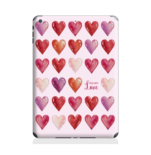 Наклейка на Планшет Apple iPad Air 2 Всё что нам нужно - это только любовь,  купить в Москве – интернет-магазин Allskins, любовьсердце, любовь, сердце, акварель, любимой, красный, красота, розовый