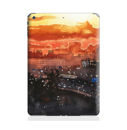 Наклейка на Планшет Apple iPad Air 2 Московский закат,  купить в Москве – интернет-магазин Allskins, Москва, lights, город, big, большой, небо, закакт