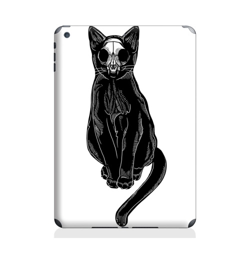 Наклейка на Планшет Apple iPad Air 2 Чёрный кот в маске,  купить в Москве – интернет-магазин Allskins, черно-белое, черный, череп, кошка