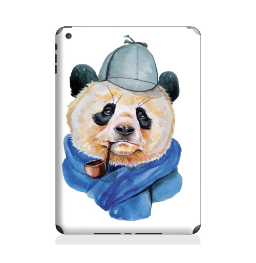Наклейка на Планшет Apple iPad Air 2 Шерлок Панда Холмс,  купить в Москве – интернет-магазин Allskins, крутые животные, панда, панды, трубка, шляпа, животные, милые животные