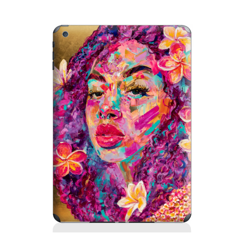 Наклейка на Планшет Apple iPad Air 2 Пурпурная Плюмерия,  купить в Москве – интернет-магазин Allskins, девушка, цветы, нежно, красота, плакат, образ, глаз, Париж, плюмерия