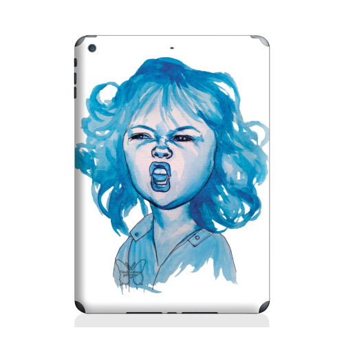 Наклейка на Планшет Apple iPad Air 2 Трээээш,  купить в Москве – интернет-магазин Allskins, синий, акварель, ребенок, девушка, эмоция, хардкор